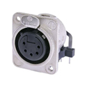 Photo of Neutrik NC5FDM3-H 5 Pole Female Horizontal PCB Mount Receptacle w/M3 Mounting Holes -  Nickel Housing/Silver Contacts