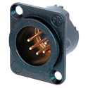 Photo of Neutrik NC5MD-LX-B 5-Pin XLR Male Panel/Chassis Mount Connector - Duplex Ground - Black/Gold