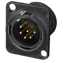 Photo of Neutrik NC6MD-L-B-1 6-Pin XLR Male Panel Mount Connector - Black/Gold