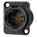Photo of NEUTRIK NC6MSD-L-B-1 Receptacle DL1 Series 6S Pin Male with Switchcraft Pin Layout - Solder Cups - Black/Gold