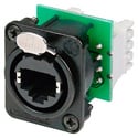 Photo of Neutrik NE8FDV-Y110-B etherCON Vert IDC110 Punchdown Panel Mount Jack - D Shape - Black