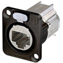 Photo of Neutrik NE8FDX-Y6-B D-shape CAT6A etherCON Panel Connector - Shielded / IDC Termination - Black Housing