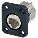 Photo of Neutrik NE8FDX-Y6-W D-shape CAT6A Panel Connector - Shielded/ IDC Termination/ Rubber Sealing / IP65 When Mated - Nickel