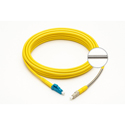 Photo of nanoFIBER Uniboot LC to LC SM A2 3.0mm Armored Plenum Indoor/Outdoor OS2 Patch Cord w/ Under Jacket  - Yellow - 3Ft