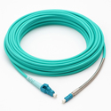 Photo of nanoFIBER Uniboot LC to Uniboot LC Simplex MM OM4 3.0mm Armored Plenum Fiber Indoor/Outdoor Patch Cord - Aqua - 98 Foot