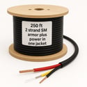 nanoFIBER 2 Strand Singlemode Plus 18AWG Hybrid Power & Fiber Integrated OSP/Indoor Cable w/Steel Armor - 250 Foot Reel