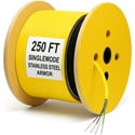 nanoFIBER 24-Strand 3.0mm OD Stainless Steel Armored Plenum Singlemode Tight Buffer 900u Cable - Yellow - 250 Foot