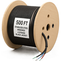 Photo of nanoFIBER 4-Core Stainless Steel Armored & BRAID Reinforcement SM Tight Buffer 900u Cable - PU Jacket 5.5mm  - 500 Foot
