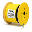 nanoFIBER 6-Strand Stainless Steel Armored Tight Buffer 900u Indoor/Outdoor Plenum SM Fiber Cable - Yellow - 250 Foot