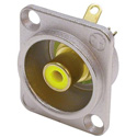 Photo of Neutrik NF2D-4 Phono Socket - Nickel D-shape w/Colored Washer - Yellow