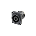 Neutrik NL4MPXX-UC 4 Pole Male Chassis Connector for 30A rms Continuous - Black D-size Flange - Countersunk Thru Holes