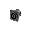 NEUTRIK NL4MPXX-UC 4 Pole Male Chassis Connector for 30A rms Continuous - Black D-size Flange - Countersunk Thru Holes