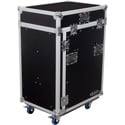 Odyssey FZ1316WDLX Deluxe Pro Combo Rack Case with Wheels and One Side Table - 13U Top Rack & 16U Bottom Rack