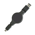 1394 6p to 4p Retractable Firewire Cable 32 Inch