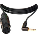 Photo of Sescom Camera to Mic Cable Tip/Ring Bridged Unbalanced Right-Angle 3.5mm to 3-Pin XLR Female - 18 Inch