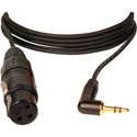 Photo of Sescom PRO-CAM2MIC-6 Camera to Mic Cable Tip/Ring Bridged Unbalanced Right-Angle 3.5mm to 3-Pin XLR Female - 6 Foot