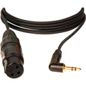 Photo of Sescom Camera to Mic Cable Tip/Ring Bridged Unbalanced Right-Angle 3.5mm to 3-Pin XLR Female - 6 Foot