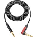 Photo of Sescom PRO-SP-SPA-25 Guitar & Instrument Cable - 1/4 TS Right Angle silentPLUG to 1/4 TS Plug - Black - 25 Foot