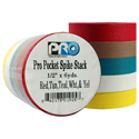 Photo of Pro Tapes 001UPCSPIKE6MBRT Pro Pocket Spike Tape 1/2 Inch x 6 Yards - 5 Stack Pack in Bright Red/Tan/Teal/White/Yellow