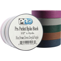 Pro Tapes 001UPCSPIKE6MDRK Pro Pocket Spike 1/2 x 6 Yards - Stack of Purple/Grey/Green/Brown/Blue - 5 Pack
