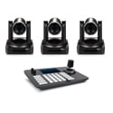 PTZCam PTZC-3PTZ-PLUS-CS Three 1080p60 20x Zoom PTZ Streaming Camera Bundle with Control Surface and Camera Brackets