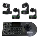 PTZCam PTZC-4PTZ20X-CSNDI HD Auto-Tracking 20x Zoom PTZ 4-Camera Bundle with NDI / SDI / HDMI / USB Outputs & Controller