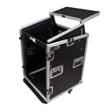 ProX T-14MRLT MK2 ATA 300 Style 14U Vertical Rack Mount Flight Case with 10U Top for Mixer with Laptop Shelf and Wheels
