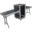 ProX T-16RSPWDT 16RU Vertical Shockproof Amp Rack Case with Side Tables - 20-Inch Depth with Casters