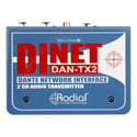 Radial Engineering DiNet DAN-TX2 Dante Network Transmitter - Stereo Line level XLR/TRS Inputs with Level Controls