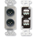 Photo of RDL DS-XLR2M Dual XLR 3-pin Male Jacks on Decora Wall Plate with Terminal Block connections on rear