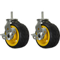 RocknRoller RCSTR6X3 6 Inch x 3 Inch Ground Glider Wide caster with Brake upgrade for R14 - 2 Pack - Yellow Hub
