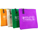 SoundTools TOOLBAG4PACK-SQUARE 8.5x8.5 Inch 14oz Canvas Bags with Nylon Zipper - 4 Pack - Purple/Yellow/Green and White
