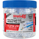 Photo of Simply45 S45-1500P PROSeries Pass Through Blue Tint Mod Plugs for Cat5e UTP with Cap45 - 100pc Jar