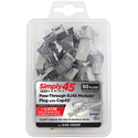 Simply45 S45-1550PPROSeries Pass Through Shielded Mod Plugs for Cat5e STP (internal ground) With Cap45- 50pc Clamshell