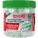 Simply45 S45-1600P PROSeries Pass Through Green Tint Mod Plugs for Cat6 UTP with Cap45 - 100pc Jar