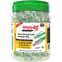 Photo of Simply45 S45-1605 Pass Through Green Tint Mod Plugs for Cat6 UTP - 500pc Jar