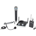 Samson SWC288MALL-D Concert 288m Mic System with Tabletop Receiver/Handheld Mic Trans/1x Beltpack & Headset Mic - D Band