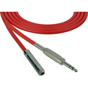 Photo of Sescom SC1.5SZSJZRD Audio Cable Canare Star-Quad 1/4 TRS Balanced Male to 1/4 TRS Balanced Female Red - 1.5 Foot