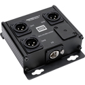 Photo of Sescom 3 Channel Passive Balanced Audio Adapter Box over CAT 5/6/7 - RJ45 to 3 Male XLR Connectors