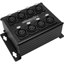 Sescom 8 Channel Passive Balanced Audio Adapter Box over CAT 5/6/7 - 2 RJ45 to 8 Female XLR Connectors