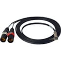 Sescom Adapter Cable Dual 3-Pin XLR Male to 3.5mm TRS Balanced Male Mic to DSLR Audio Input - 10 Foot
