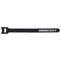 Sescom Hook and Loop Cable Wrap 12mm x 180mm Black with White Logo - 10 Pack