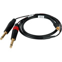 Sescom SES-IPOD-QTRM03 Audio Breakout Y-Cable 3.5mm TRS Stereo Male to Dual 1/4 TS Mono Male - 3 Foot