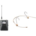 Photo of Shure ULXD1 Digital Bodypack Transmitter and TwinPlex Tan Headset Mic Kit with TA4M Connector - 470-534MHz