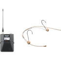 Photo of Shure ULXD1 Digital Bodypack Transmitter and TwinPlex Tan Headset Mic Kit with TA4M Connector - 534-598MHz