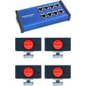 Skaarhoj ETH-TALLY-LINK-V2-x4 Tally Box plus 4 Tally Lights Bundle