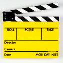 Photo of SLT-11 Director Slate Clapboard - Yellow Film Slate with Black & White Sticks