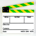 Photo of SLT-12 Director Slate Clapboard - White Film Slate with Neon Yellow & Green Sticks