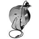 Stage Ninja CAT6-100-SST Stainless Steel 100 Foot CAT6 Retractable Cable Reel with Cable Guide Arm - Locking & Releasing