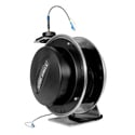 Stage Ninja FIB-100-SST Stainless Steel 100 Foot LC Single Mode Fiber Optic Retractable Cable Reel - Locking & Releasing